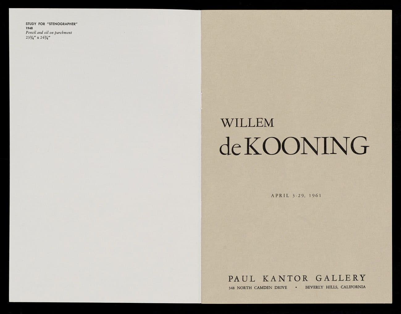 From Emily Hall Tremaine's artist files for Willem de Kooning