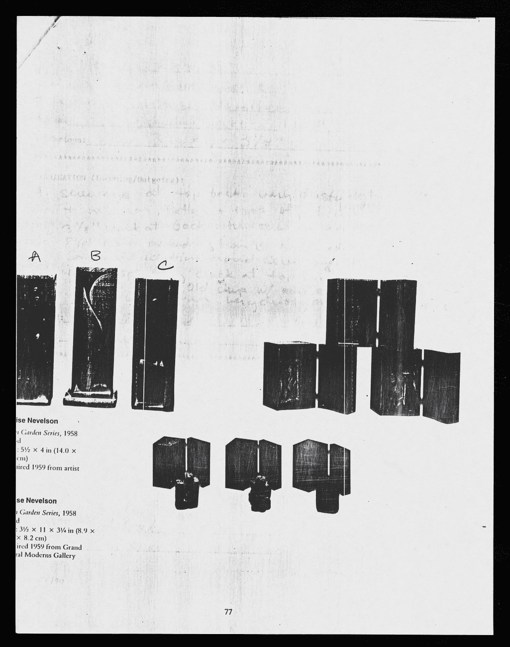 From Emily Hall Tremaine's artist file on Louise Nevelson