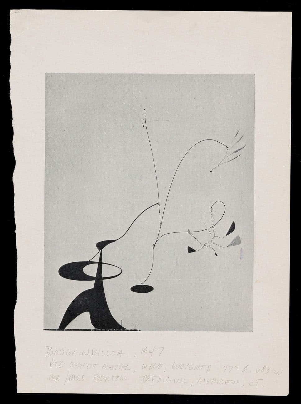 From Emily Hall Tremaine's artist files for Alexander Calder