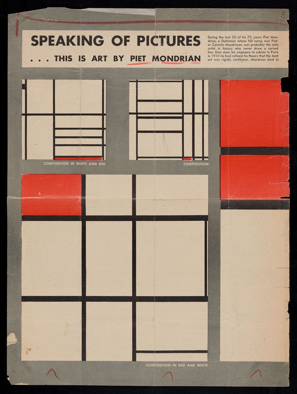 From Emily Hall Tremaine's artist files for Piet Mondrian