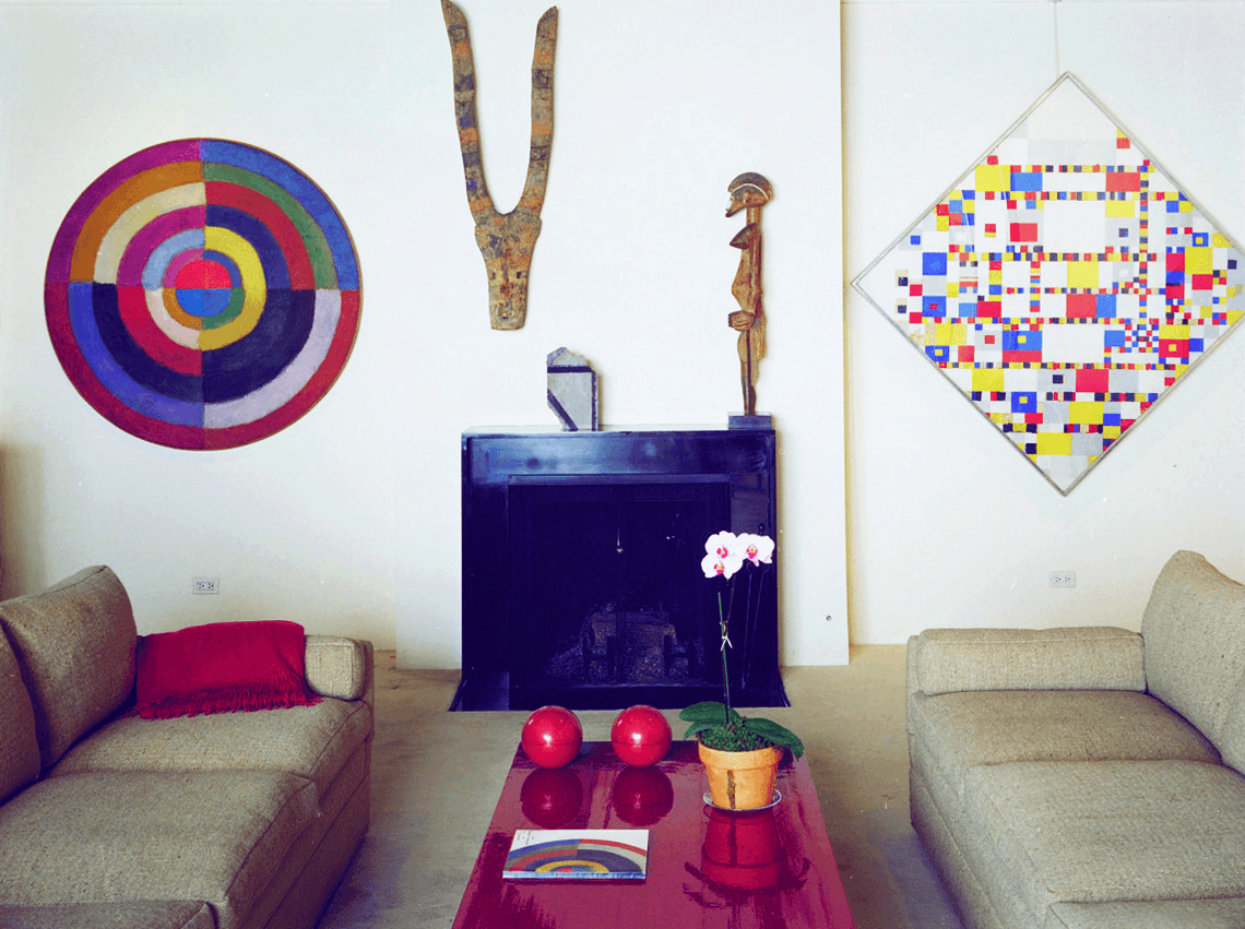 Le Premier Disque on the left and Victory Boogie-Woogie on the right in the Tremaines’ home, circa 1984.