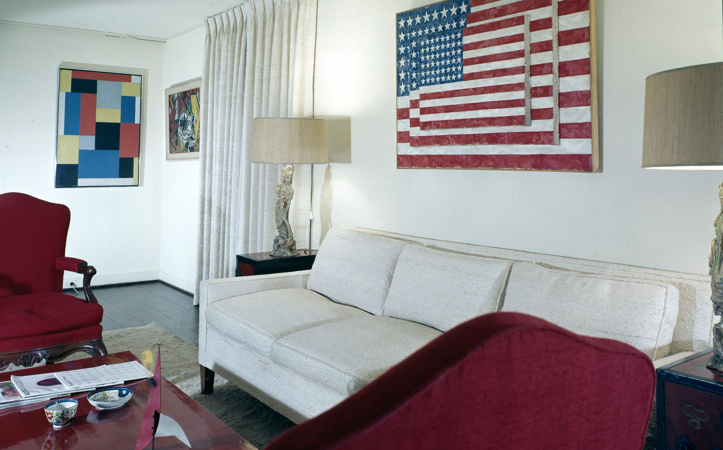 The Tremaine home with Three Flags by Jasper Johns on the far right.